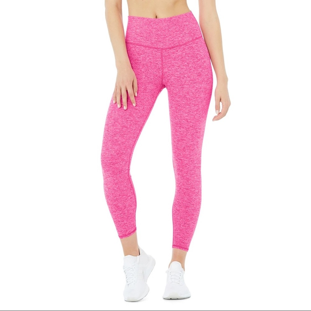 Alo Yoga Alosoft High-Waist 7/8 Highlight Legging in Neon Pink Heather